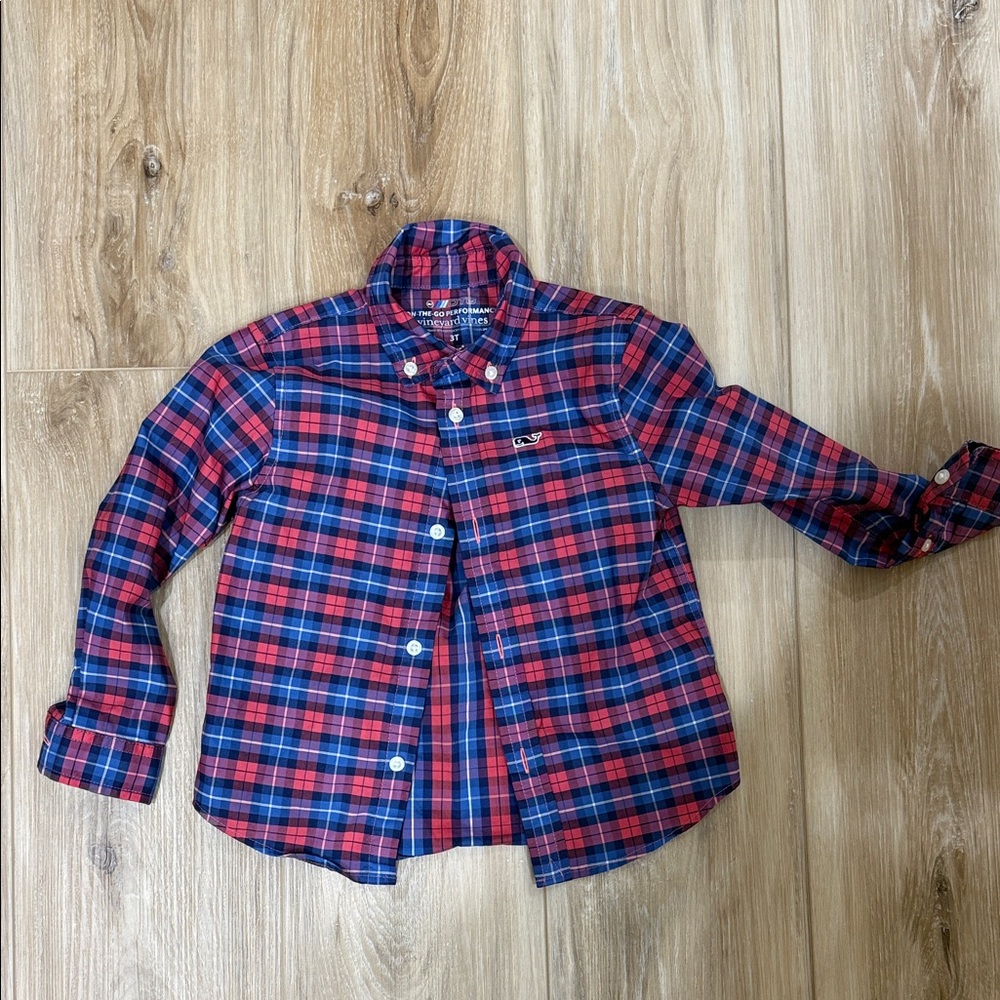 Vineyard Vines Kids Plaid Shirt - Red and Blue